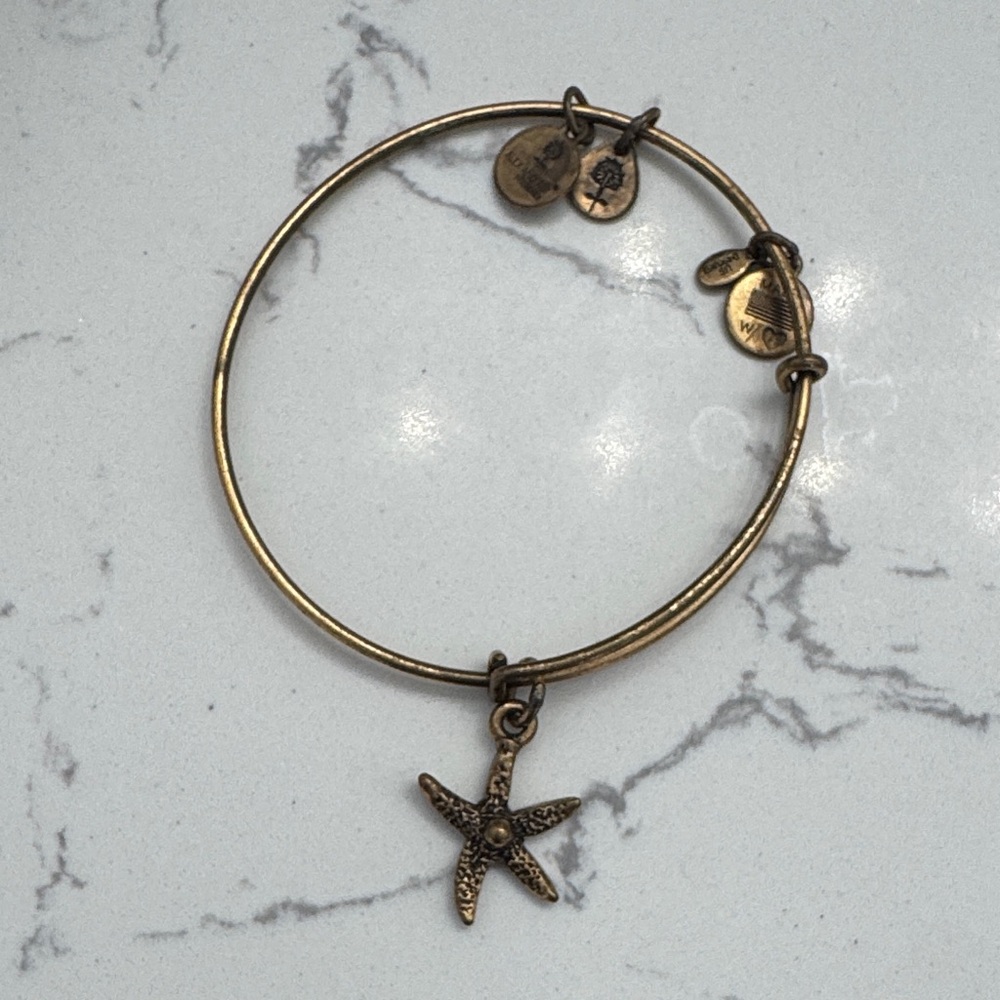 Alex and Ani bronze bracelet with starfish pendant.